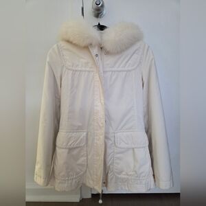 Loro Piana Women's Cream Fox Fur-Trimmed Jacket